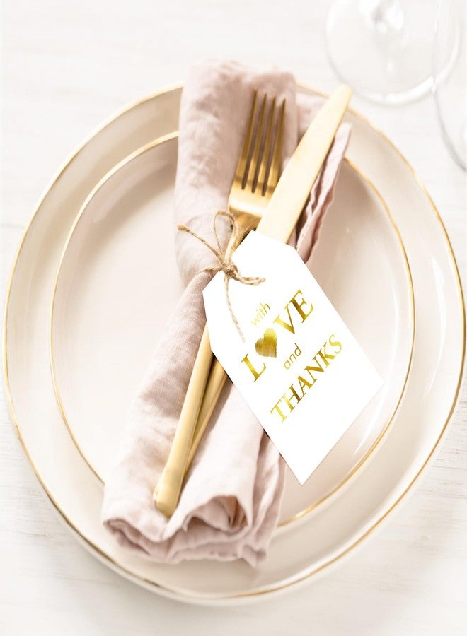 جيجاكرافت بطاقات شكر وحب من jijAcraft مع خيط - 50 قطعة من بطاقات هدايا الشكر لحفلات الزفاف، بطاقات هدايا من ورق ذهبي مقاس 3.3 × 2.1 بوصة لحفلات توديع العزوبية، وحفلات استقبال المولود، والمناسبات التذكارية. - Image 5